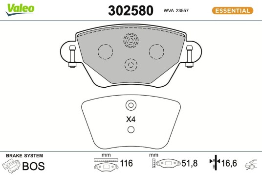 VALEO 302580 Bremseklosser