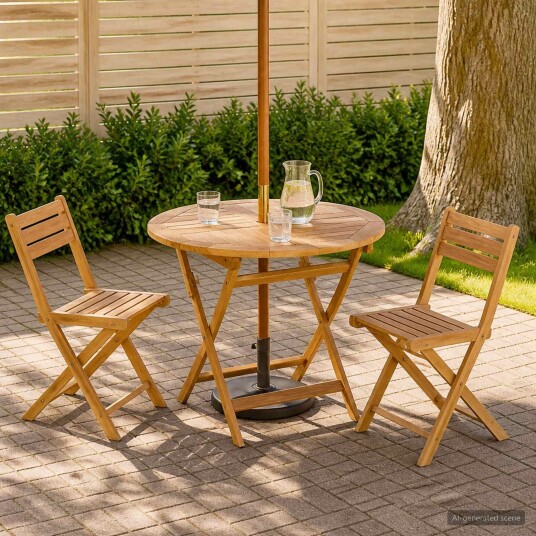 vidaXL Sammenleggbart hagebord Naturlig Ø 90 x 75 cm Massivt Teaktre vidaXL Sammenleggbart hagebord Naturlig Ø 90 x 75 cm Massivt Teaktre