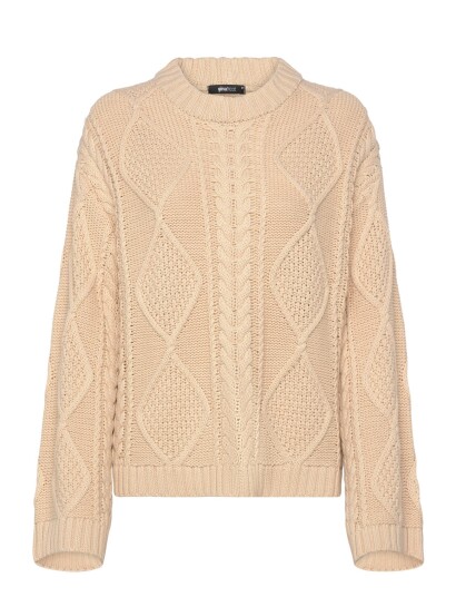 Gina Tricot Knitted Cable Sweater CreaM