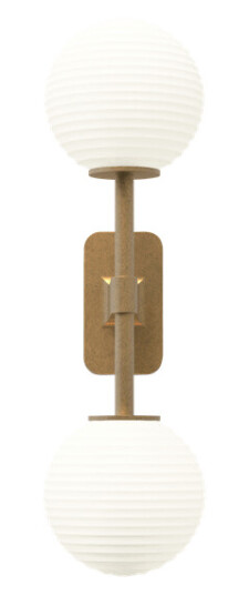 Astro Tacoma Twin Vegglampe Antik Messing & Grooved Skjerm Opal