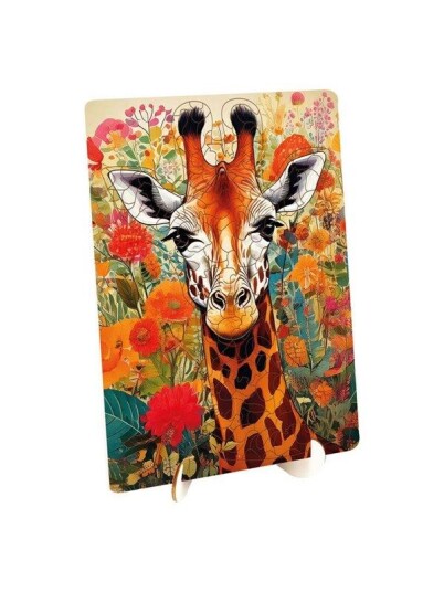 Creative Craft Group Wooden Puzzle Giraffe Unique Shapes 130 Pcs. Tre