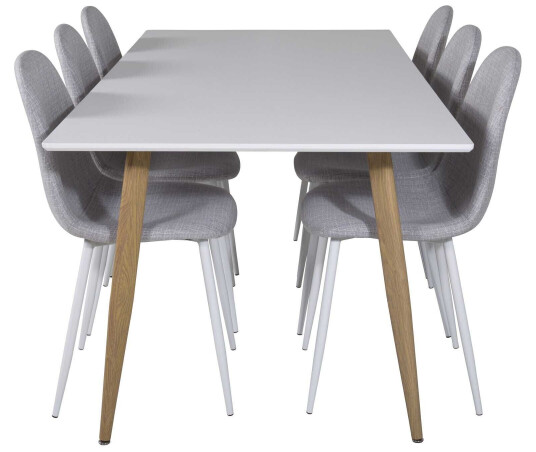 Venture Design Polar & Polar spisegruppe Hvit/grå 6 st stoler & bord 180 x 90 cm