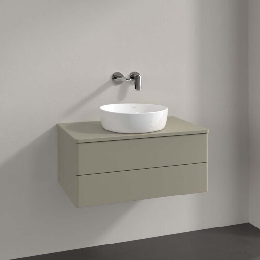 Villeroy & Boch Antao Servantskap med 2 skuffer 80x50x36 cm m/lys Steingrå Matt Villeroy & Boch Antao Servantskap med 2 skuffer 80x50x36 cm m/lys Steingrå Matt