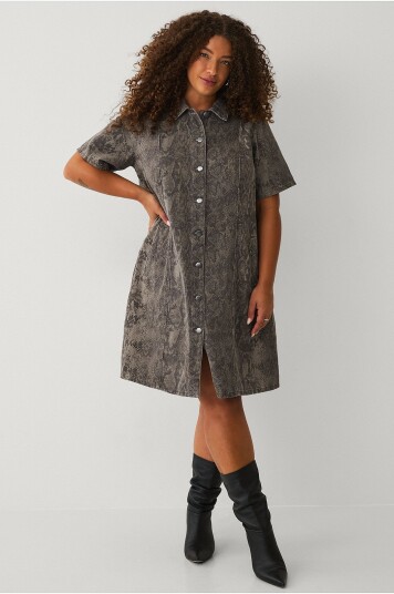 Zizzi Kjole jAbina S/S Abk Dress Grå