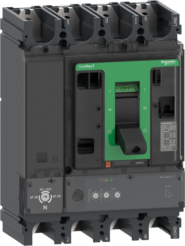 Strømbryter ComPacT NSX400N, MicroLogic 2.3 strømrelé 400A, 4P