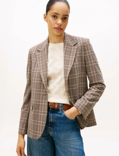 Tommy Hilfiger Core Check Reg Straight Blazer - Beige - 34