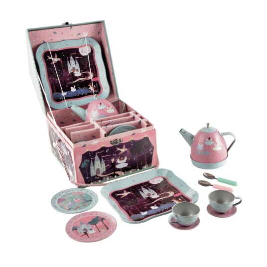 FLOSS & ROCK Enchanted Musical Tin Tea Set in House Case 41P3652 FLOSS & ROCK Enchanted Musical Tin Tea Set in House Case 41P3652