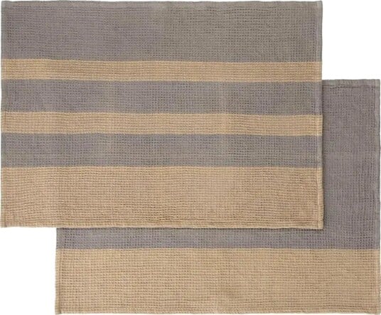 Blomus Set Of 2 Tea Towels 70 X 50 Cm Gano Steel Gray/ Tan Grey 70X 50CM Blomus Set Of 2 Tea Towels 70 X 50 Cm Gano Steel Gray/ Tan Grey 70X 50CM