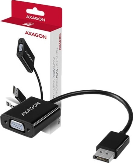 Axagon DisplayPort til VGA Adapter 16 cm 1920x1200 FullHD Aktiv