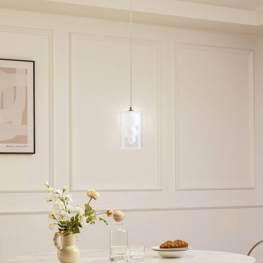 Lindby hengelampe Kupla opal/klar glass 1 lyskilde G9
