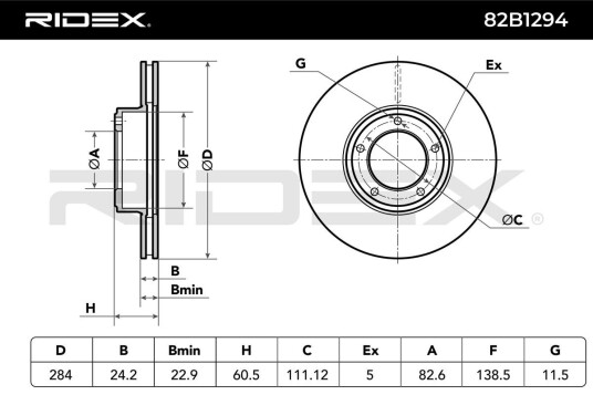 Bremseskive RIDEX 82B1294