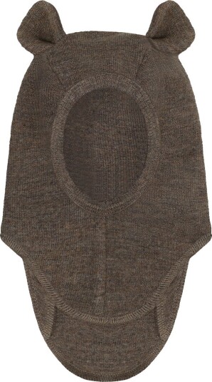 Huttelihut Balaclava Ull 1 lag Brown Melert m. Ører Huttelihut 0 3 md Balaclava enkel Brun