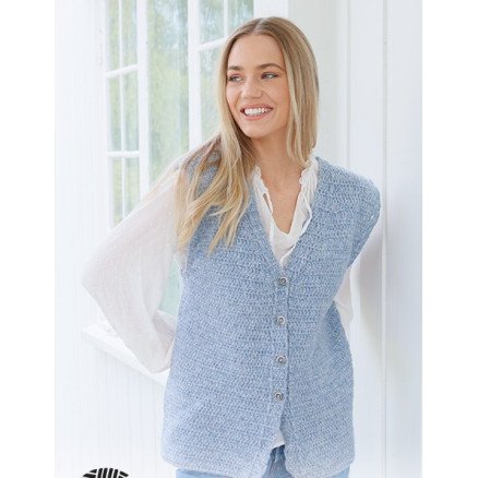Hazy Dew Vest by DROPS Design Vest Hekleoppskrift str S XXXL