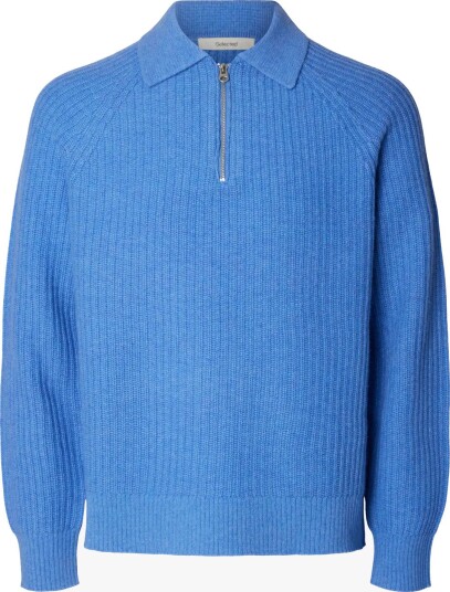 Selected Homme Ben Long Sleeve Knit Half Zip Polo Blå S