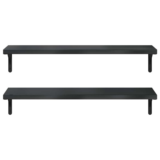Vegghyller 2 stk 100x30 cm svart rustfritt stål