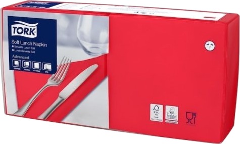 Serviet Tork 33X33 Cm 3 Lag Rød,150 Stk/Pk