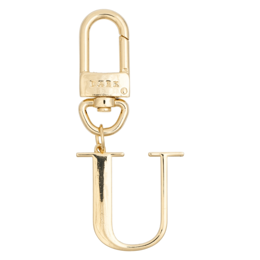 Dark Metal Letter Bag Charm Letter U Gold