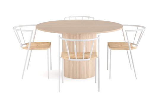 Other Brand Spisegruppe Kopparbo 130 cm Rund inkl. 4 Winston Stoler Beige/Hvit