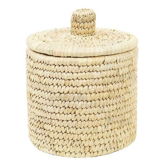 Afroart  Palm kurv med lokk 13x15 cm natur