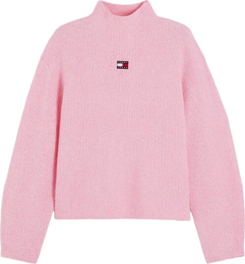 Tommy Jeans Tjw Mockneck Badge Sweater Ext Pink M