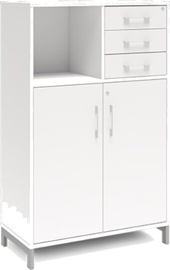 Kontorskab Dna, 800X1275 Mm, Hvid/Sort, Skuffemodul 3A4/2A4