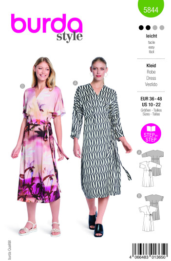 Burda 5844 - Kjole EUR: 36-48, US: 10-22 Burda 5844 - Kjole EUR: 36-48, US: 10-22