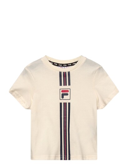 FILA Montereggi Regular Heritage Tape   T Shirt Cream 110 116