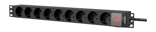 Caymon Strømskinne 1U 19" 9X Schuko Cee 7/4 (Psr109gs/B)