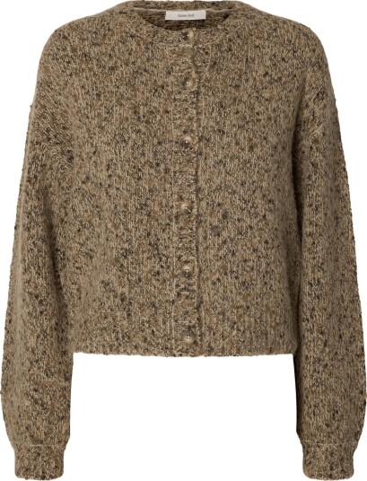 Selected Slwkat Ls Knit Short Cardigan   Beige   S