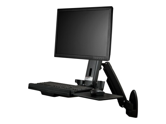 StarTech Wall Mount Workstation, Articulating Full Motion Standing Desk with Ergonomic Height Adjustable Monitor & Keyboard Tray Arm, Mouse & Scanner StarTech Wall Mount Workstation, Articulating Full Motion Standing Desk with Ergonomic Height Adjustable Monitor & Keyboard Tray Arm, Mouse & Scanner