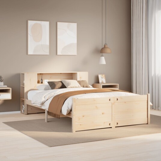  Seng med bokhylle uten madrass 135x190 cm heltre furu