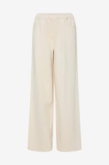 Pieces Bukser pcSavanna MW Pull Up Denim Pant Beige
