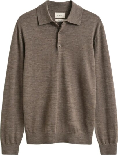 Gant Extrafine Merino Wool Polo Brown M