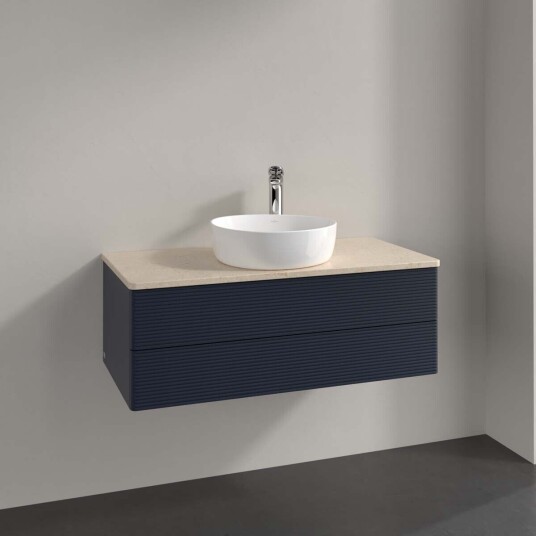 Villeroy & Boch Antao Servantskap med 2 skuffer 100x50x36 cm u/lys Blå Matt/Crème
