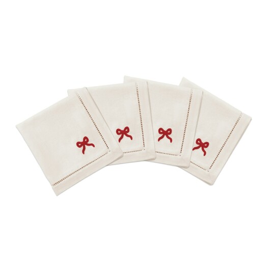 Pick A Poppy Bow Bomullsservietter 45x45 cm 4 pk Rød
