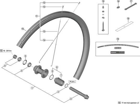 Shimano eiker 281mm lang til bakhjul modell WH-RS710-C32-TL-R