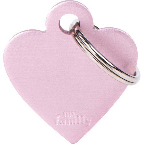 Myfamily Hjerte ID-tag Aluminium Rosa 37x32 mm for Hundehalsbånd