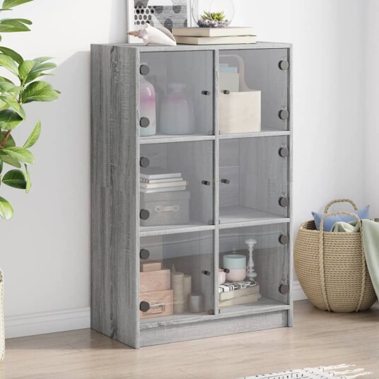 Highboard med dører grå sonoma 68x37x109 cm konstruert tre