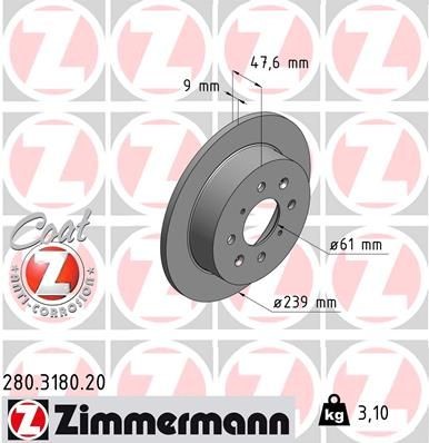 Bremseskive ZIMMERMANN 280.3180.20