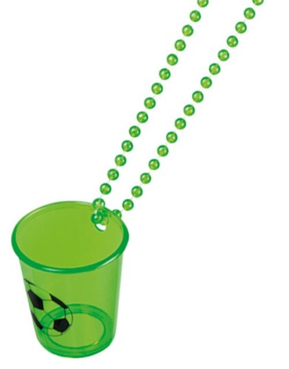 Grønt Shotglass m/Perlekjede Fotballparty