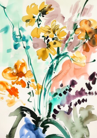 Plakat   Fargerik Blomsterkunst