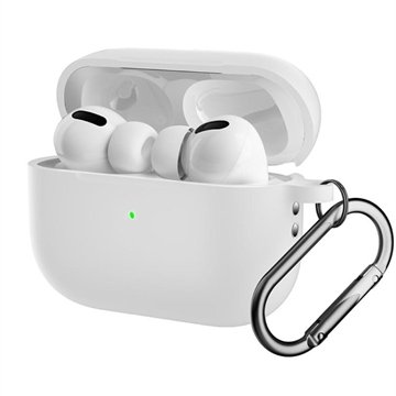 AirPods Pro 2 Silikondeksel med Karabinkroken Hvit