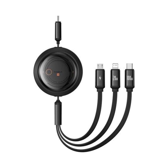 Baseus Fast Charging Cable 3in1 Free2Draw USB-C to USB-C/Lightning/Micro 100W 1.1m (black) Baseus Fast Charging Cable 3in1 Free2Draw USB-C to USB-C/Lightning/Micro 100W 1.1m (black)