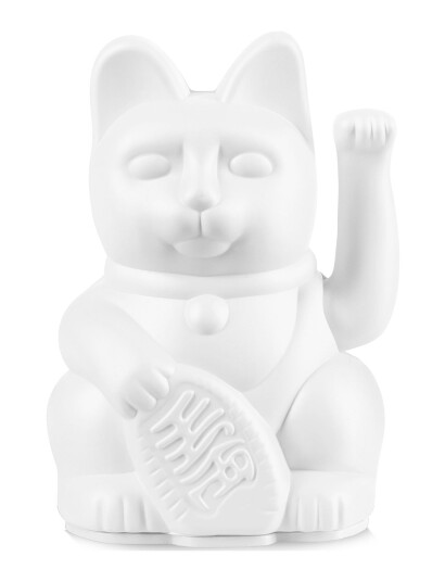 Donkey Vinkende Kat Maneki Neko Lucky Cat Mini Hvid White H:9.80CM Donkey Vinkende Kat Maneki Neko Lucky Cat Mini Hvid White H:9.80CM
