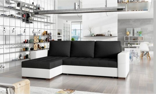 Seksjon Eltap Newark 237x150x90 cm Sawana 14 Soft 17 Svart Hvit