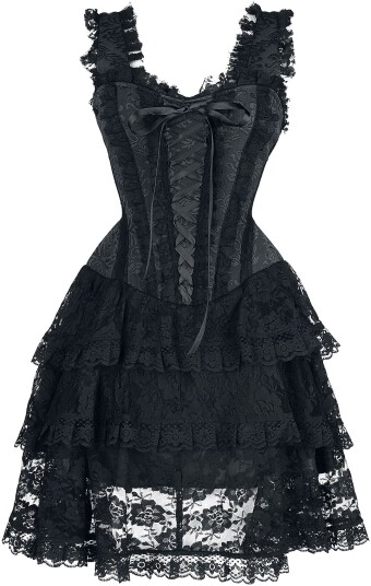 Gothicana by EMP Goth Kort kjole Kort Korsett Kjole med Blonder S til XXL Damer svart