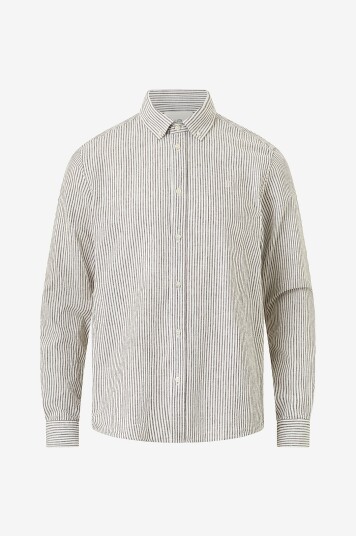 Les Deux - Skjorte Konrad Stripe Cotton Linen Shirt - Brun Les Deux - Skjorte Konrad Stripe Cotton Linen Shirt - Brun