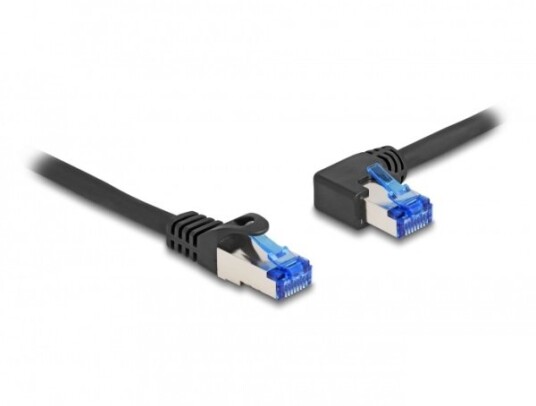 Delock Nettverkskabel Rj-45 Hann Rett Til Rj-45 Hann Venstre-Vinklet 50 Cm 6 Mm S/Ftp Cat 6A Halogenfri Uten Hindringer Svart