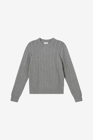 Grunt Genser grTue Cable LS Knit Grå