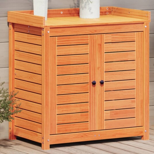 Pottebord med hyller brun 82,5x50x86,5 cm heltre furu Pottebord med hyller brun 82,5x50x86,5 cm heltre furu